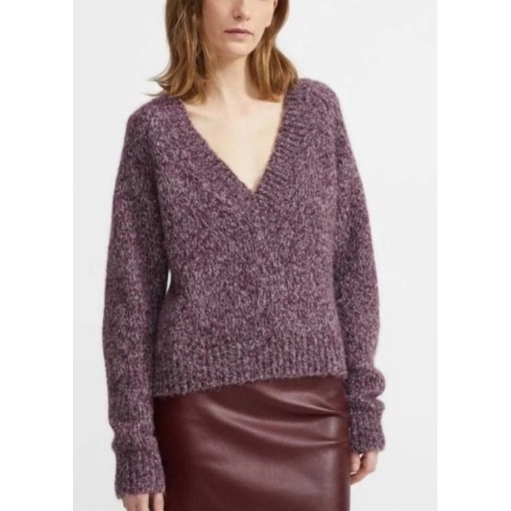 Theory Marled V-neck Airy Alpaca Sweater Purple Women's M Chunky
Knit Pullover